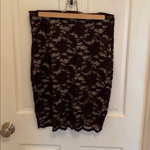 Dark purple lace and pale green lace skirt